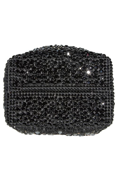 Jimmy Choo Bon Bon Crystal Drawstring Top Handle Pouch In Black/smoke
