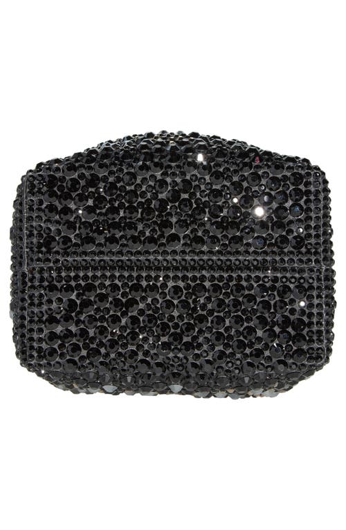 Shop Jimmy Choo Bon Bon Crystal Drawstring Top Handle Pouch In Black/smoke