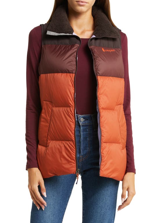 Cotopaxi Solazo Water Repellent 650 Fill Power Down Puffer Vest in Cavern & Spice