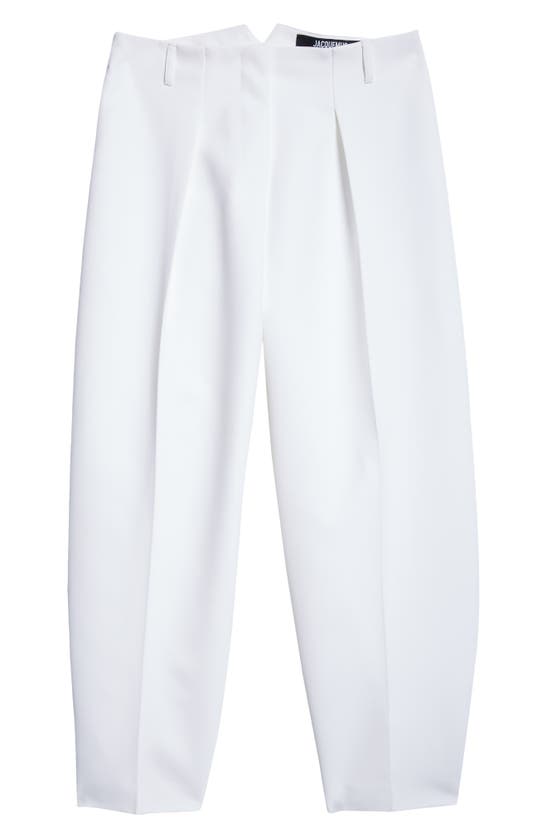 Shop Jacquemus Le Pantalon Ovalo Wide Leg Trousers In White