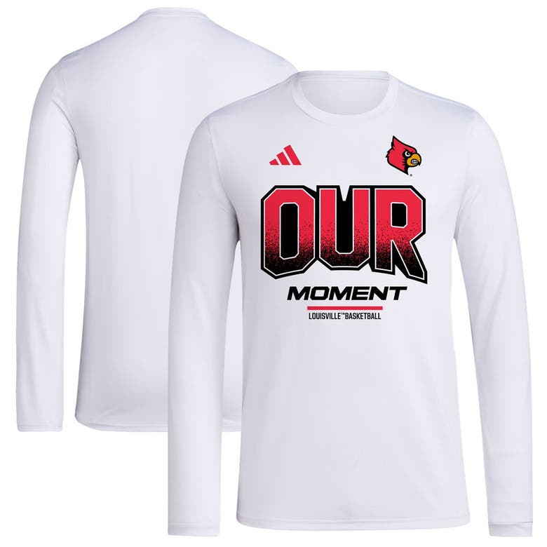 Adidas Originals Unisex Adidas  White Louisville Cardinals 2024 On-court Bench Our Moment Long Sleeve T-shirt