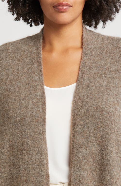 Shop Eileen Fisher Open Front Brushed Cardigan In Taupe