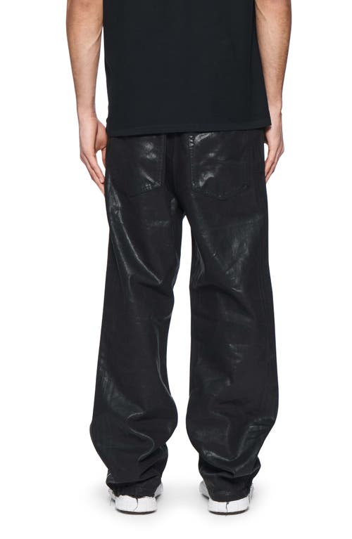 Shop Purple Brand Side Zip Coated Wide Leg Jeans In Black