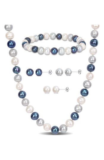 Delmar 8-8.5mm Multi-color Cultured Freshwater Pearl Necklace In White