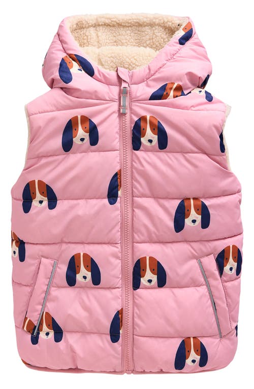 Shop Mini Boden Kids' Reversible Vest In Vintage Pink Pups