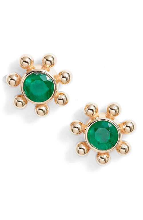 Anzie Dew Drop Marine Emerald & 14K Gold Stud Earrings in Yellow Gold/Emerald at Nordstrom