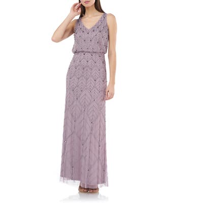 Js Collections Beaded Leaf Blouson Gown, Pink