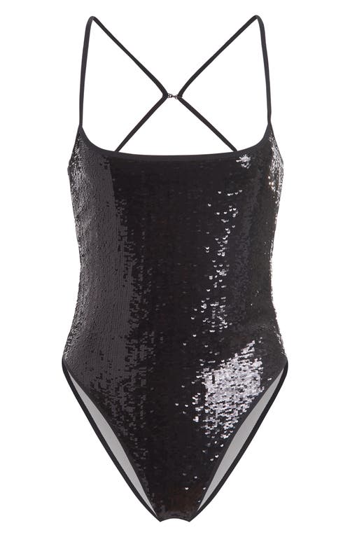 Wolford Sequin-embellished Bodysuit In Black