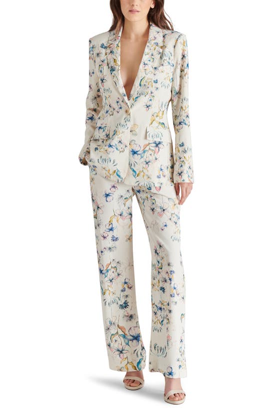 Shop Steve Madden Destiny Floral Print Blazer In Cream