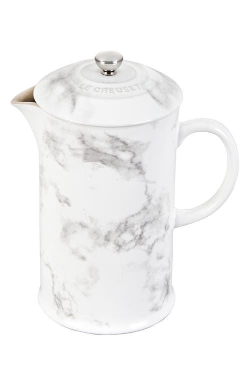 Le Creuset Stoneware French Press in White Marble at Nordstrom, Size 34 Oz