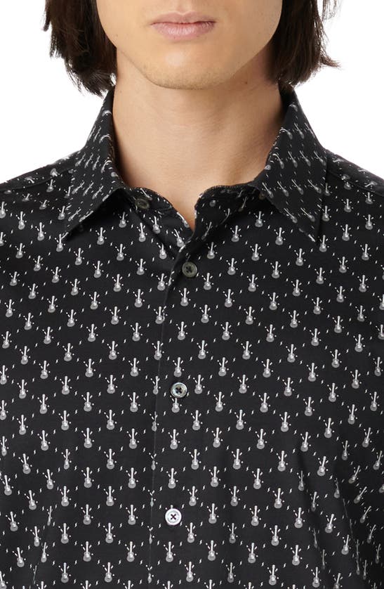 Shop Bugatchi Milo Ooohcotton® Print Short Sleeve Button-up Shirt In Black