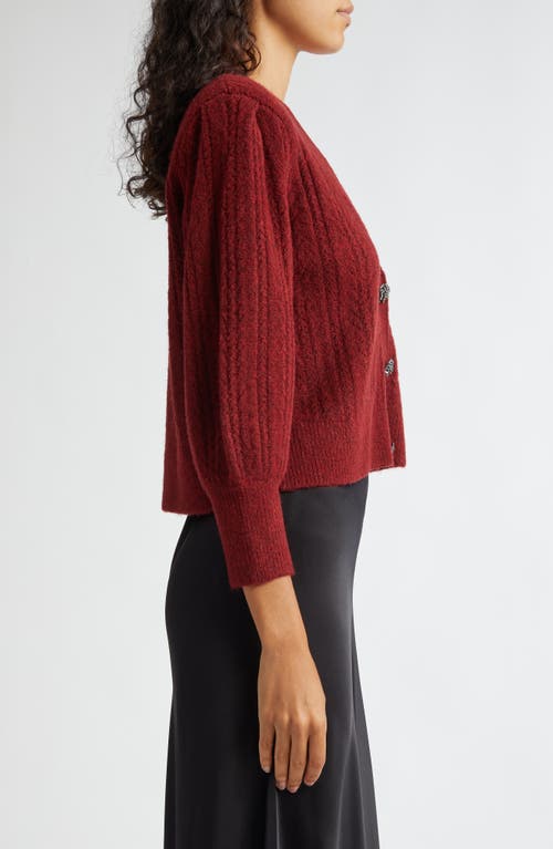 Shop L Agence L'agence Talullah Jeweled Button Cardigan In Syrah