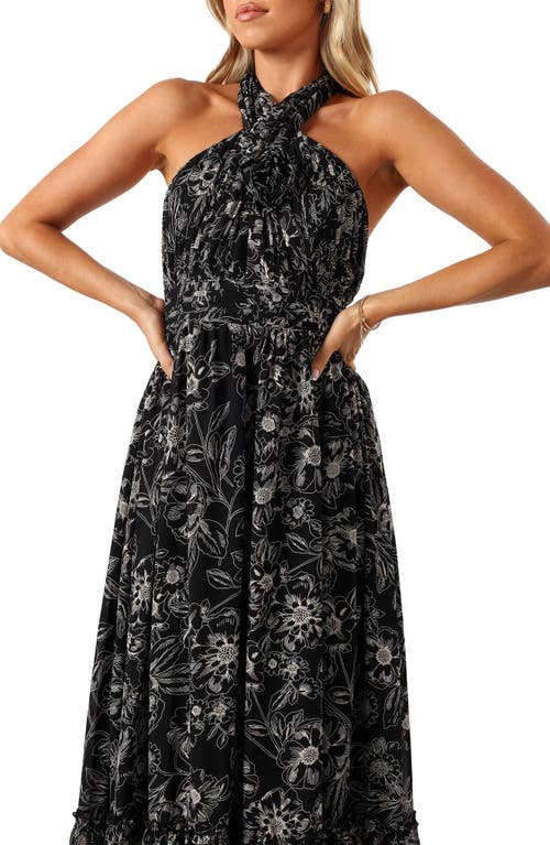 Petal And Pup Petal & Pup Lennon Floral Halter Gown In Black