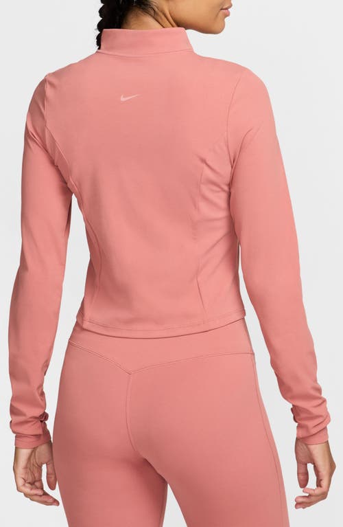 Shop Nike Zenvy Dri-fit Long-sleeve Full Zip Top In Canyon Pink/white