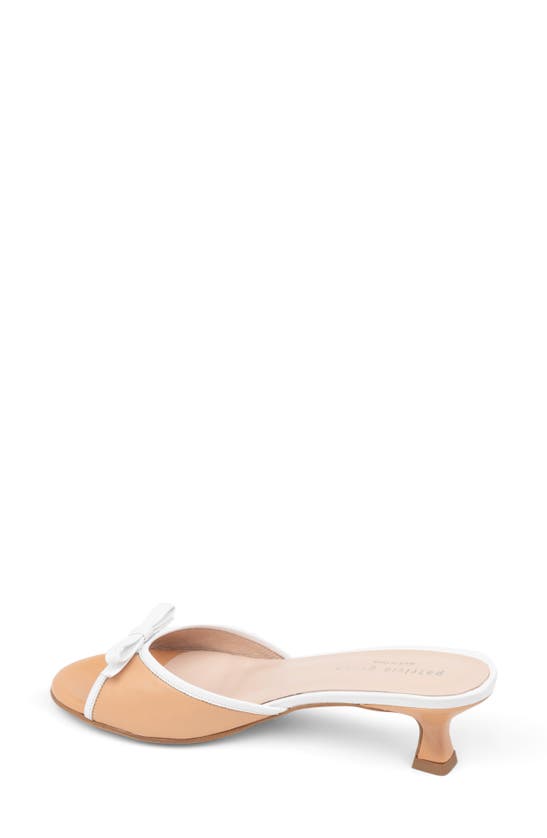 Patricia Green Bettye Kitten Heel Slide Sandal In Beige/ White