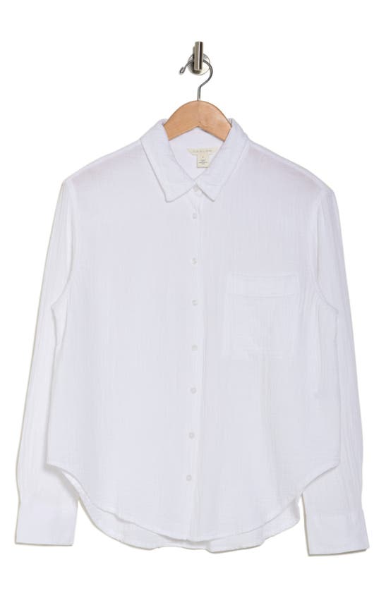 Caslon Relaxed Cotton Gauze Button-up Shirt In White