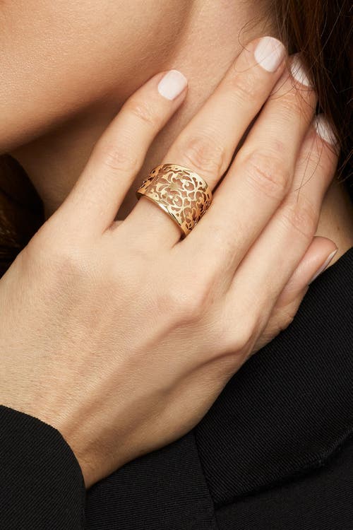 Oradina 14k Yellow Gold Love Lace Ring In Yellow Gold