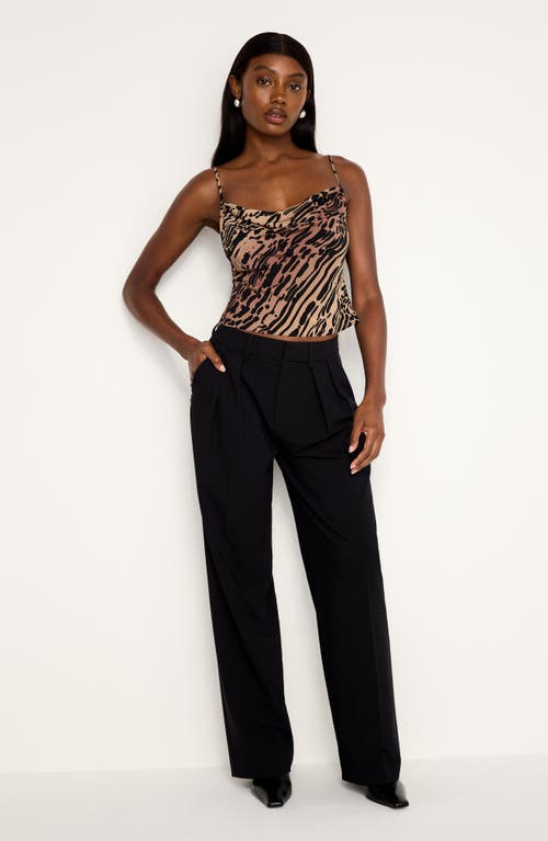 Shop Good American Cowl Neck Bias Cut Chiffon Camisole In Warped Leopard004