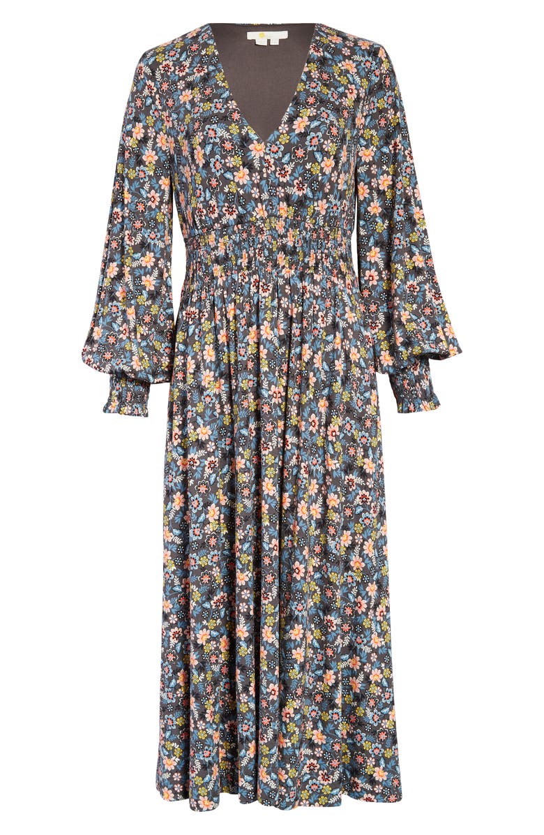 Boden Floral Long Sleeve V-Neck Midi Dress | Nordstrom