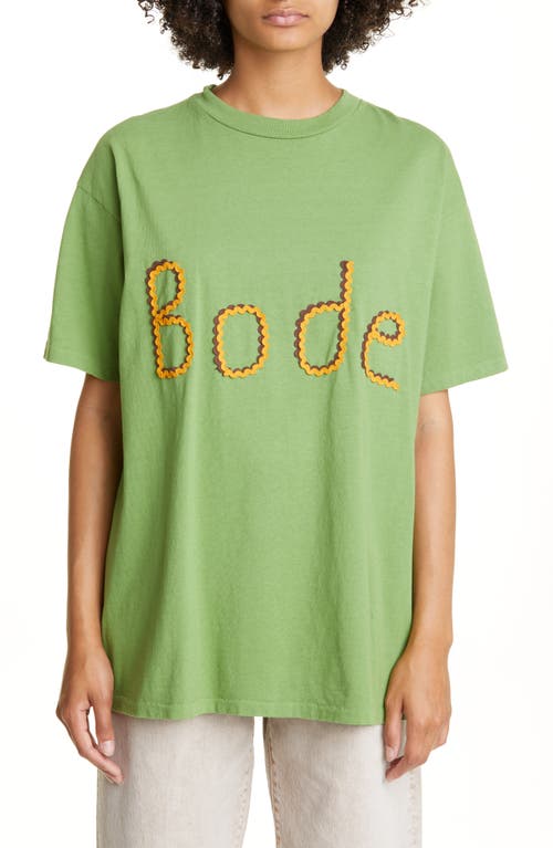 Bode Rickrack Namesake Cotton Logo Tee in Green
