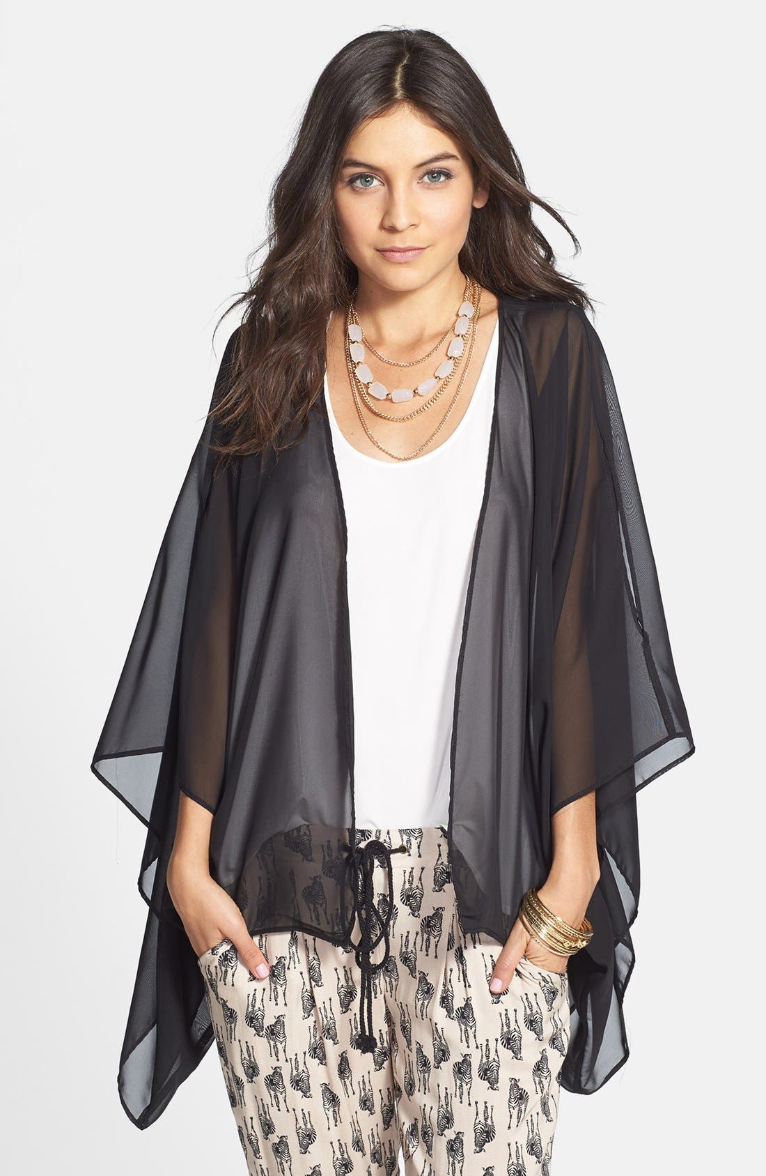 Liberty Love Sheer Chiffon Cardigan (Juniors) Nordstrom