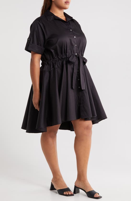 Shop Harshman Meadow Drawstring Waist Shirtdress In Black