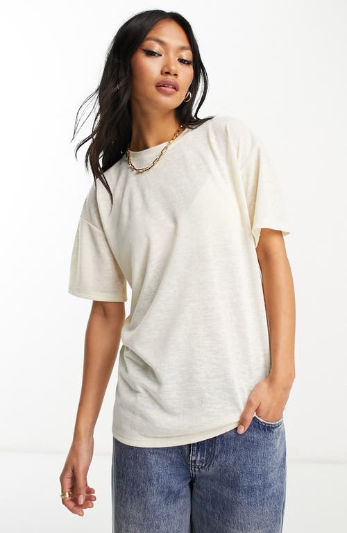 ASOS DESIGN Oversize Crewneck T-Shirt in Cream