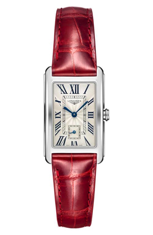 Longines Dolcevita Ii Leather Strap Watch, 23mm X 37mm In Red