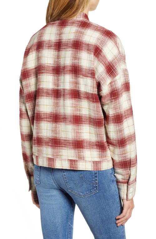 Shop Ag Smith Plaid Shirt Jacket In Natural/tannic Red