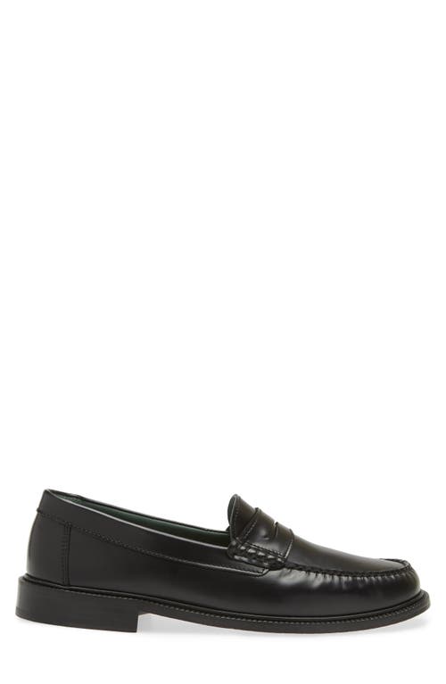 Vinny's Yardee Penny Loafer In Black Polido Leather