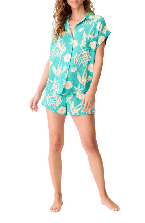 PJ Salvage Tahitian Tropics Cotton Gauze Short Pajamas Sea Green at Nordstrom,