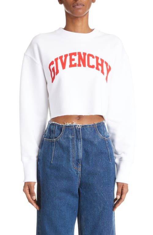 Givenchy Logo Graphic Crop Sweatshirt in White/Red