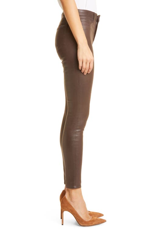 L Agence L'agence Margot High Rise Skinny Jeans In Dark Mocha Coated In Espresso Coated