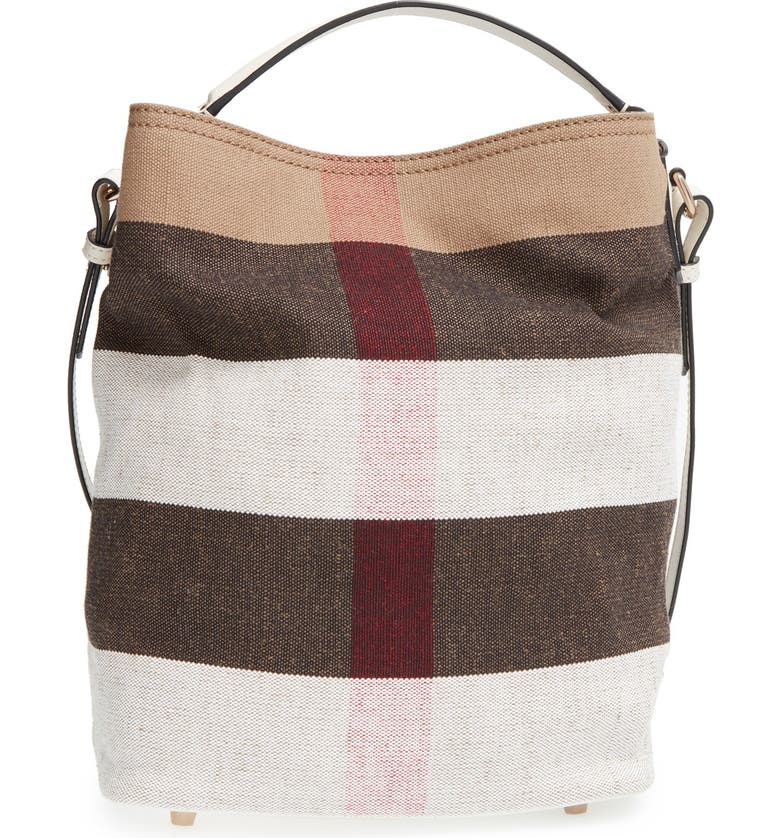 Burberry 'Medium Susanna - Mega Check' Jute & Cotton Bucket Bag | Nordstrom