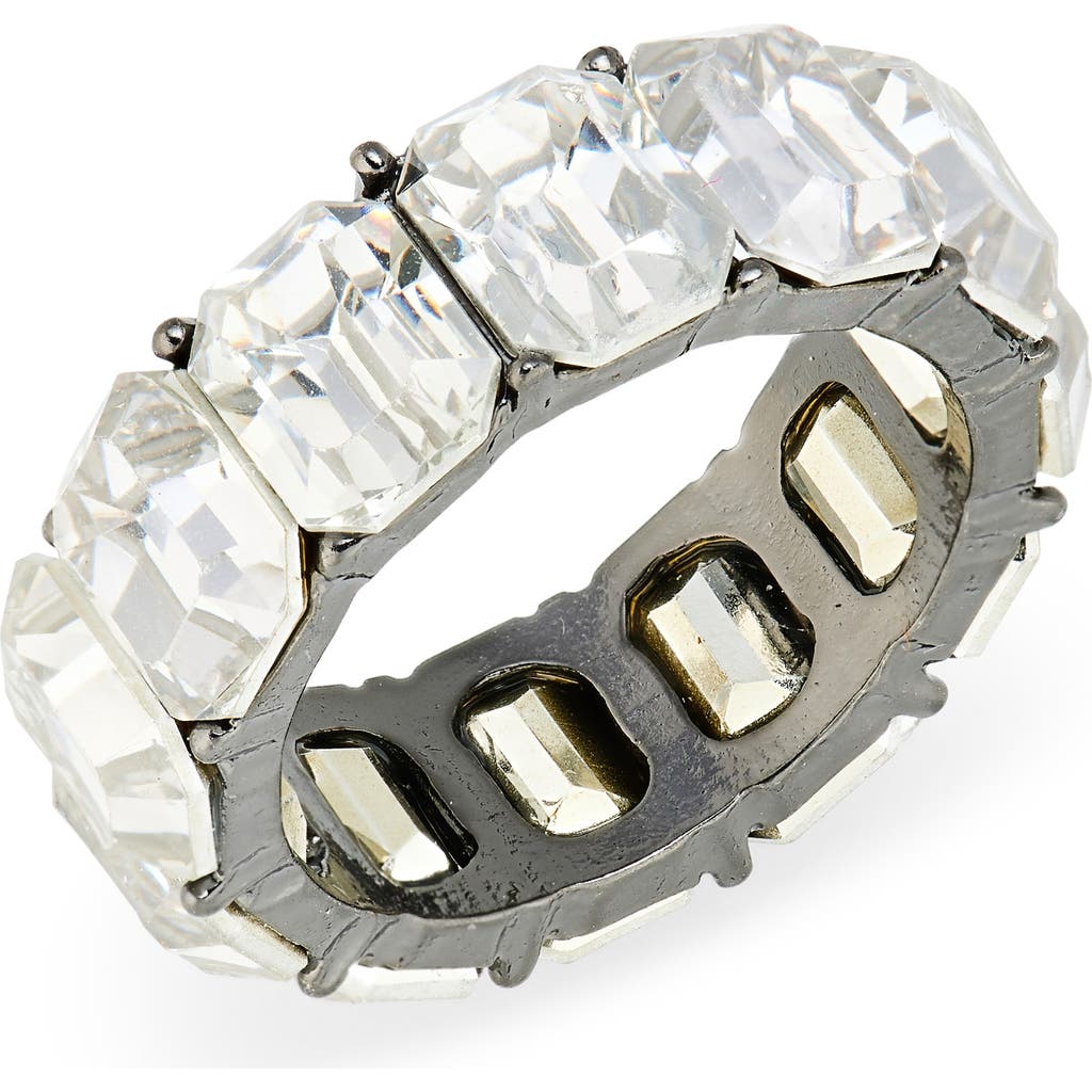 Nordstrom Rack Emerald Cut Crystal Eternity Band Ring In Clear- Hematite