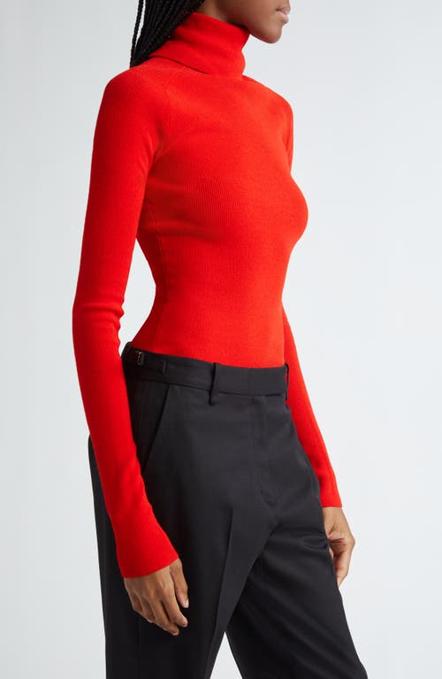 Proenza Schouler Fox Longline Logo Rib Turtleneck Top In Red