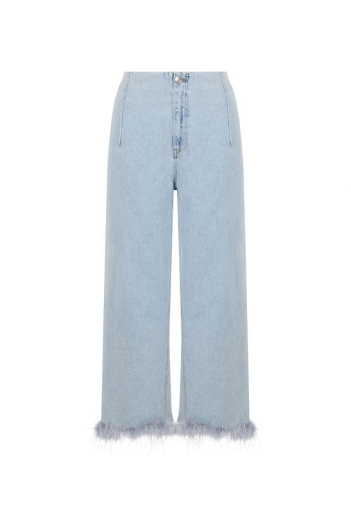 Shop Nocturne Feather Boa Jeans In Blue