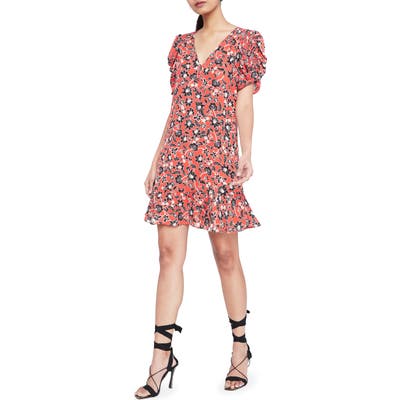 Parker Corrine Floral Silk Minidress, Red