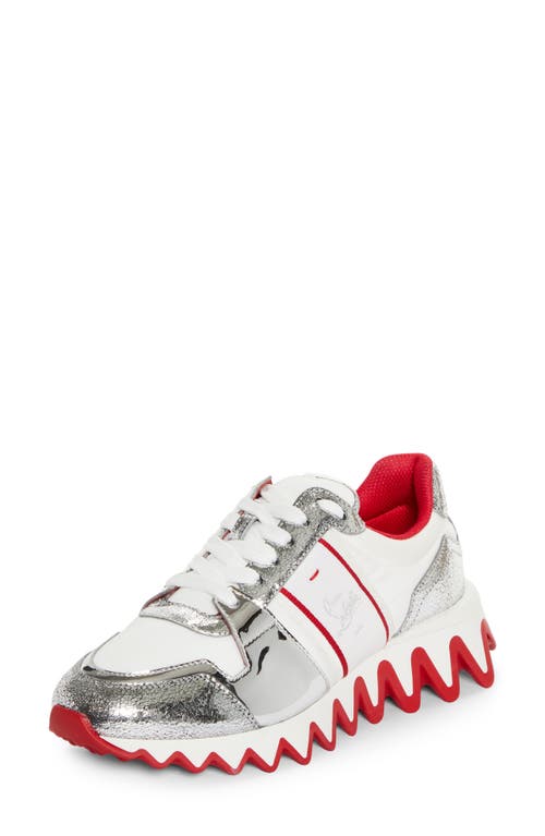 Shop Christian Louboutin Nastroshark Low Top Sneaker In Silver/white