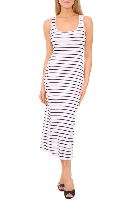 Shop Halogen Stripe Knit Tank Dress In Bright White