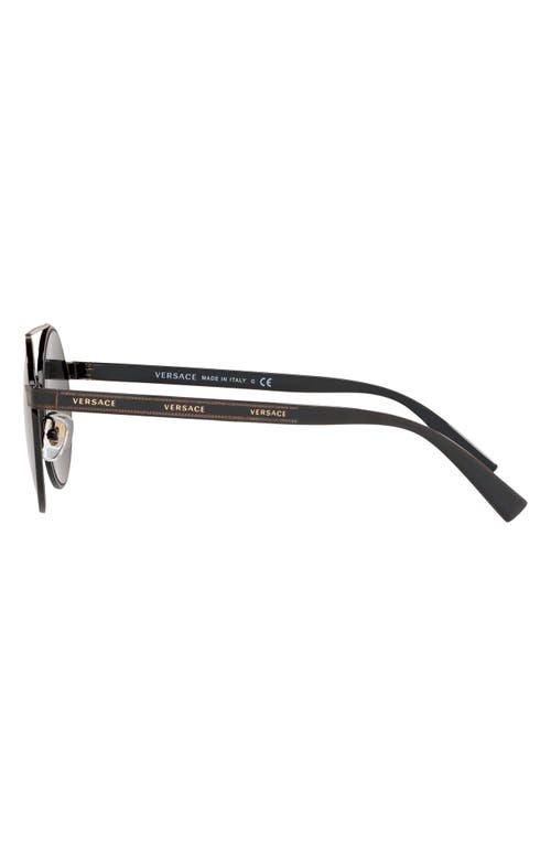 Shop Versace 52mm Mirrored Round Sunglasses In Black/gold/black Solid