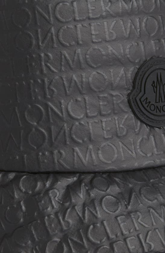 Shop Moncler Logo Embossed Nylon Bucket Hat In Black