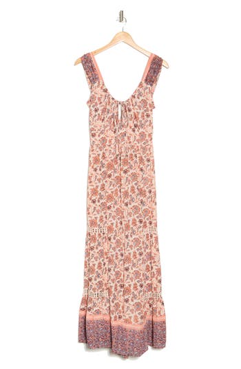 Shop Angie Floral Maxi Dress In Peach