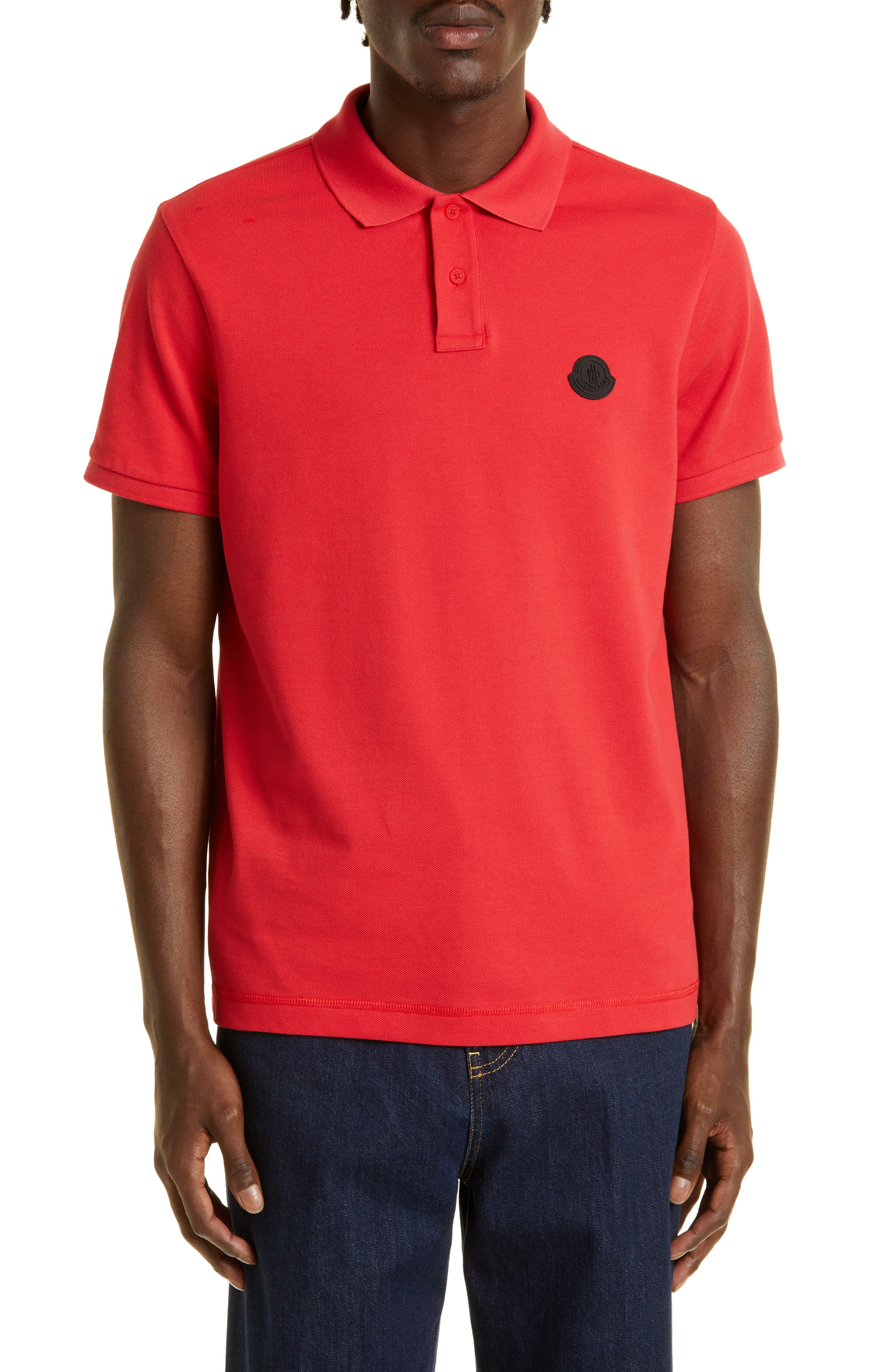 mens red moncler polo shirt