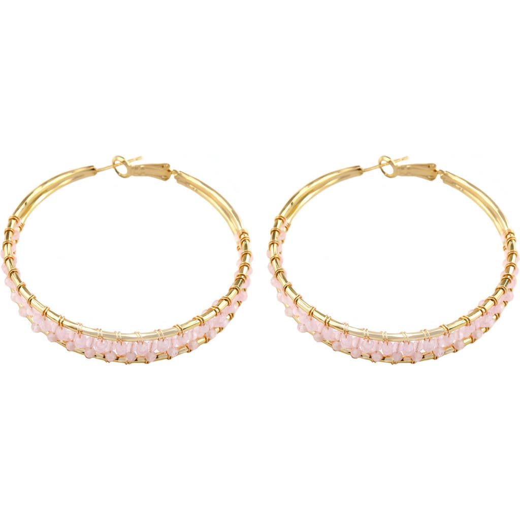 Panacea Bead Hoop Earrings In Pink