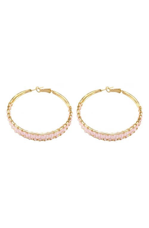 Bead Hoop Earrings in Pink