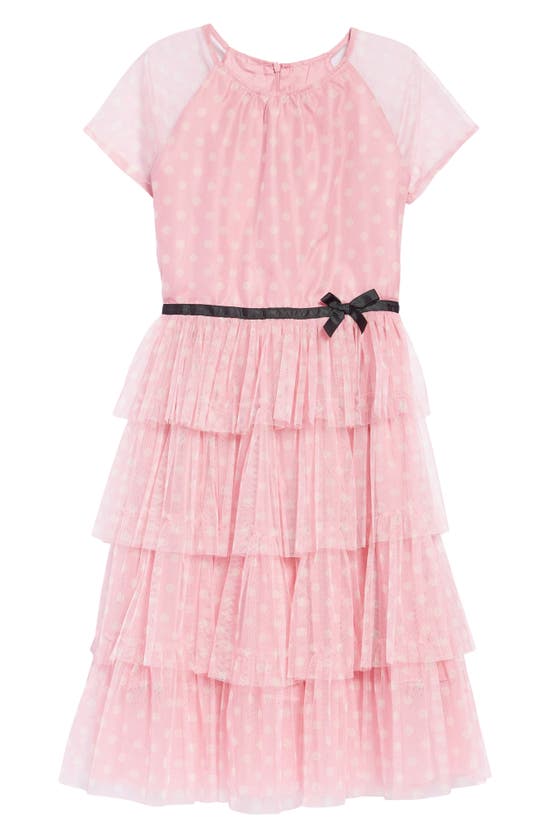 strapless open back dress Oly Tiered Ruffle Tulle Evening Gown – BCBGMAXAZRIA main image 1