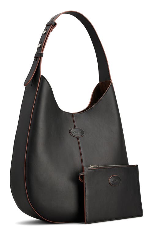 Shop Tod's Medium Di Bag Leather Hobo Bag In Nero