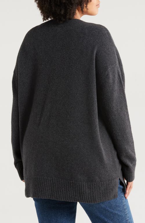 Shop Caslonr Caslon(r) V-neck Cocoon Cardigan (plus)<br /> In Grey Dark Charcoal