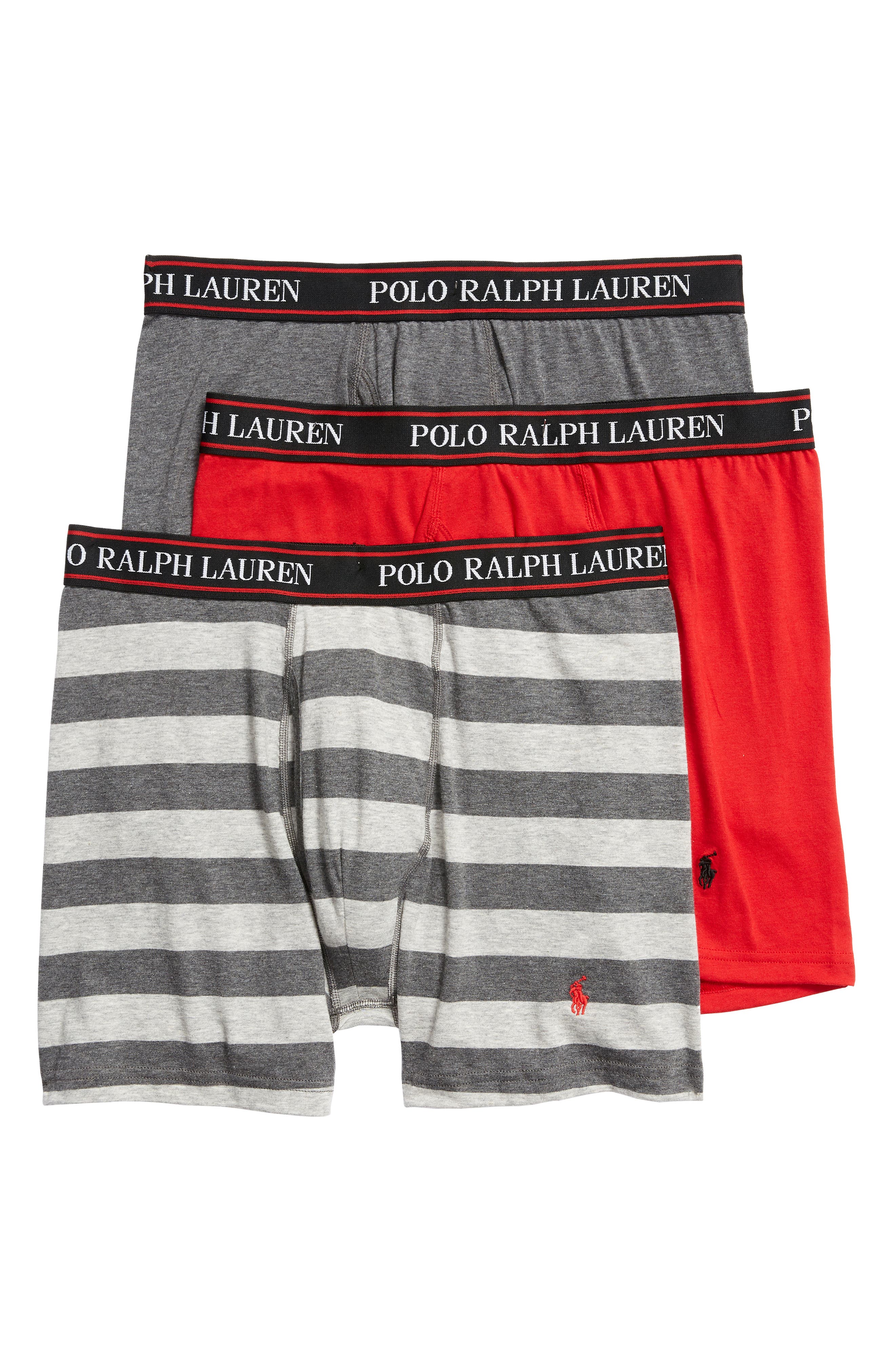 UPC 192503879846 product image for Polo Ralph Lauren 3-Pack Cotton Blend Boxer Briefs in Red/Charcoal at Nordstrom, | upcitemdb.com